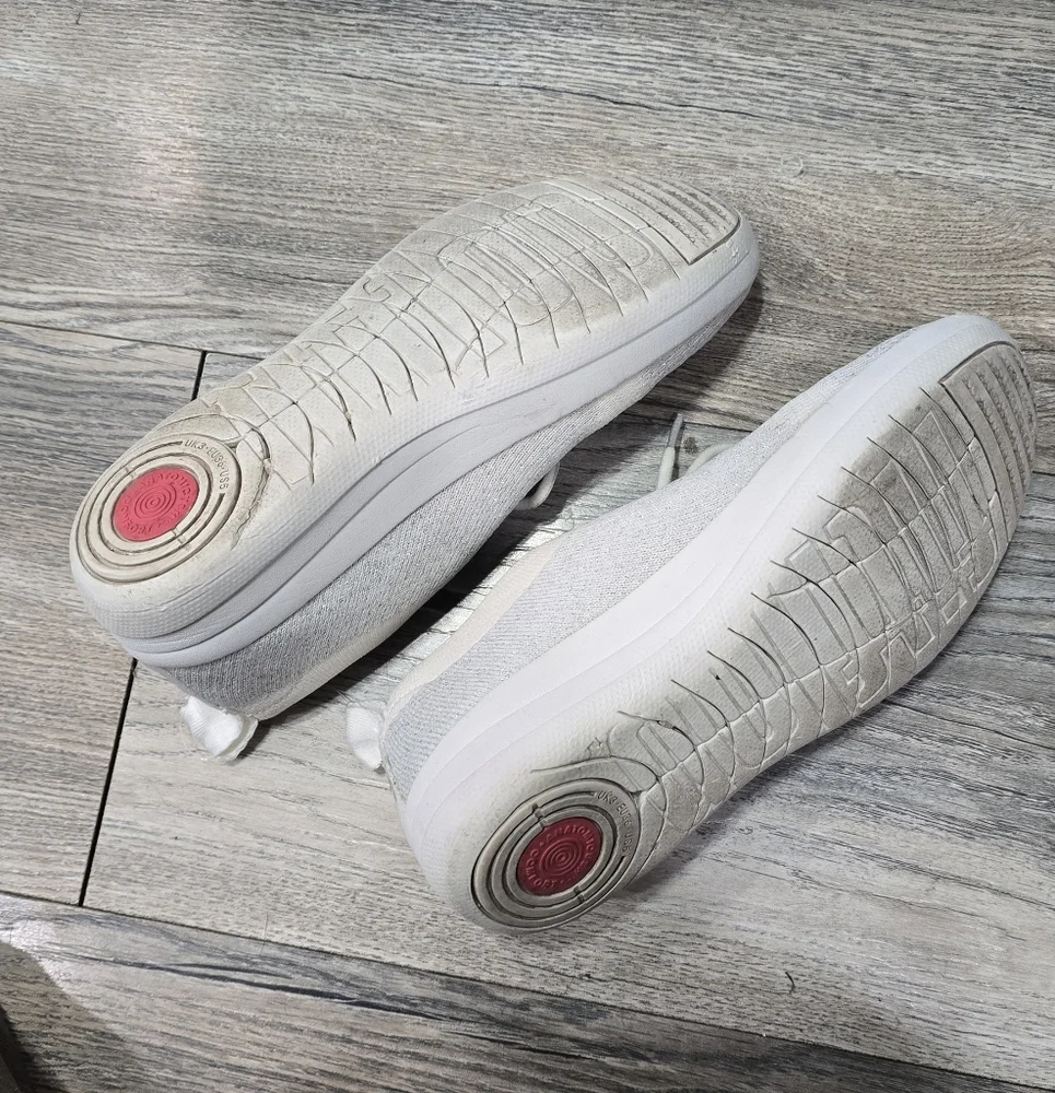 FitFlop F Sporty Womens Size 5 Casual Flat Athletic Sneaker Ivory Gold Glitter - Picture 5 of 7